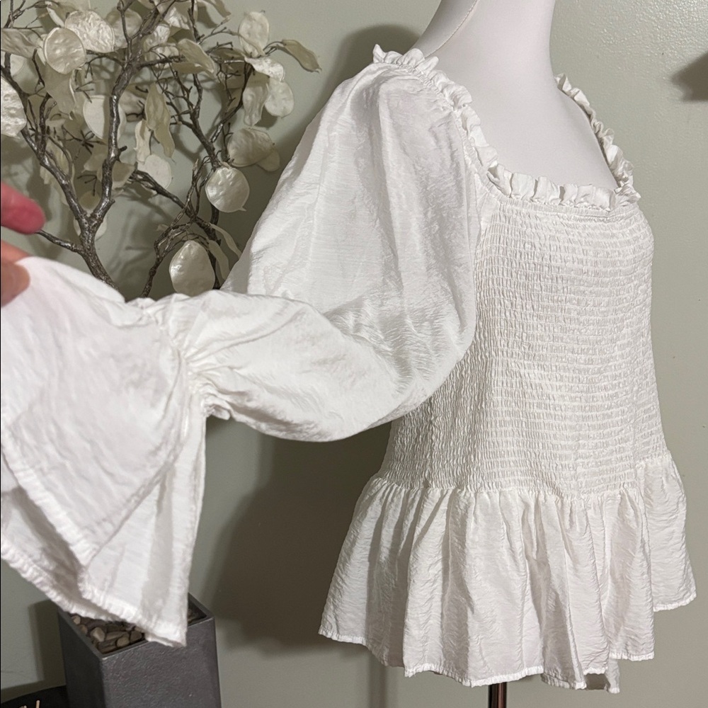 Eloquii White Ruffled Blouse - Picture 3 of 5